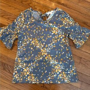 LC Lauren Conrad Floral Blouse - Blue and Orange